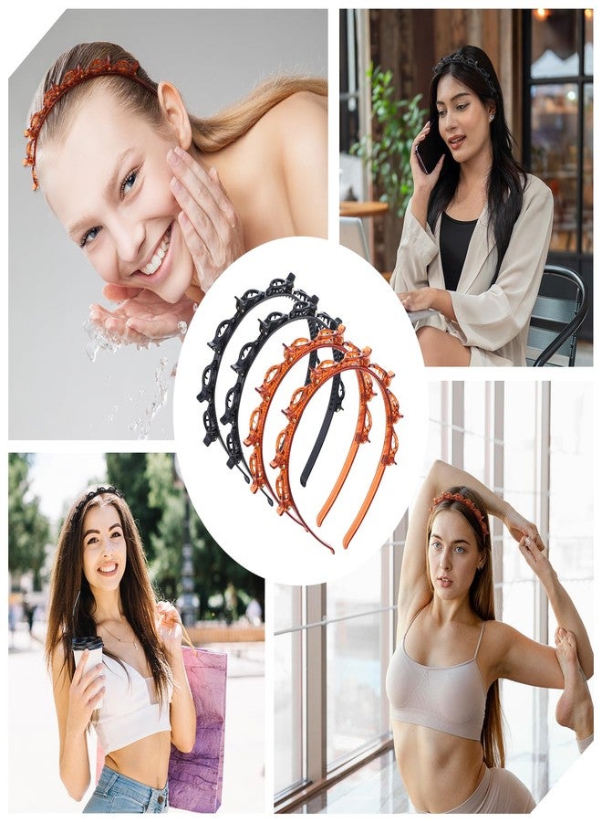 MBAIYO 4Pcs Headband With Clips,Bangs Hairstyle Hairpin Headband Toothed Bands Braid Tool Accessories Clip Hairband Women - Image 3